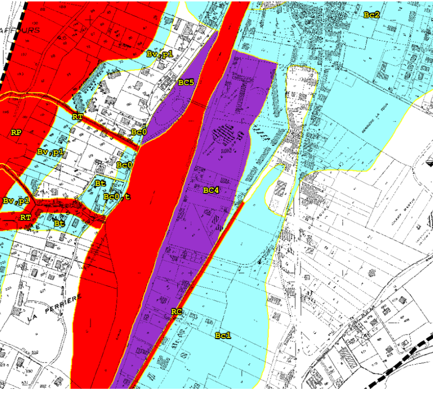 Carte du risque inondation autour de l’école Marie-Sac